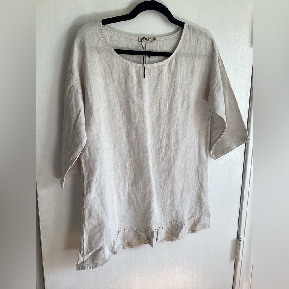 Lungo L'arno Linen Top Women’s Size M Beige